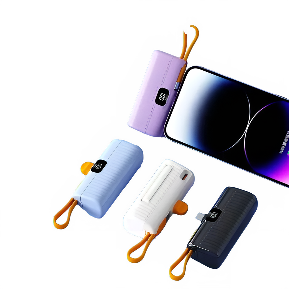 50000mAh Mini Power Bank - Built-in Cables & Digital Display Portable Charger