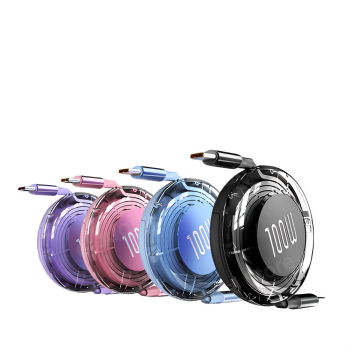 Retractable 100W USB-C Cable - PD Fast Charging for iPhone 15, MacBook & Laptops