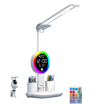 Rechargeable Led Table Lamp for Study Desk Lamp Reading Light Led Night Light with Fan Led Clock Dispaly Reading Desk Light