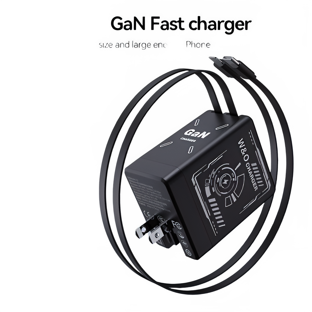 2-in-1 GaN 120W Fast Charger - Retractable USB-C & Lightning Cables for iPhone 16