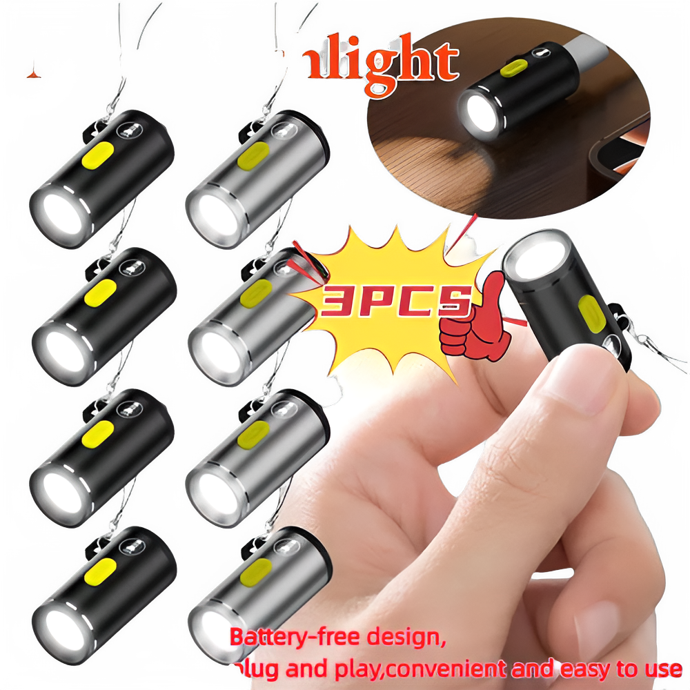 Type-C Rechargeable Mini LED Flashlight - Pocket Keychain Torch Light