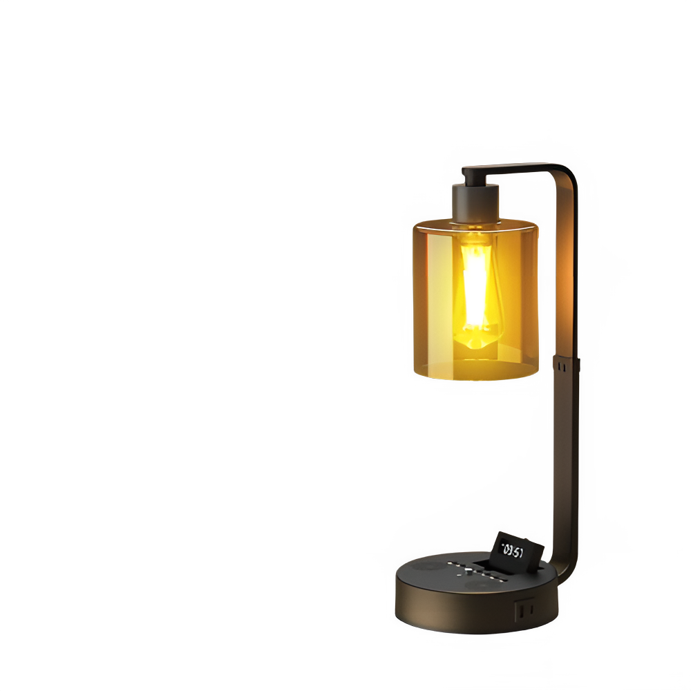 LED Bedside Table Lamp - Dimmable Touch Desk Light with Bluetooth Speaker & Alarm Clock