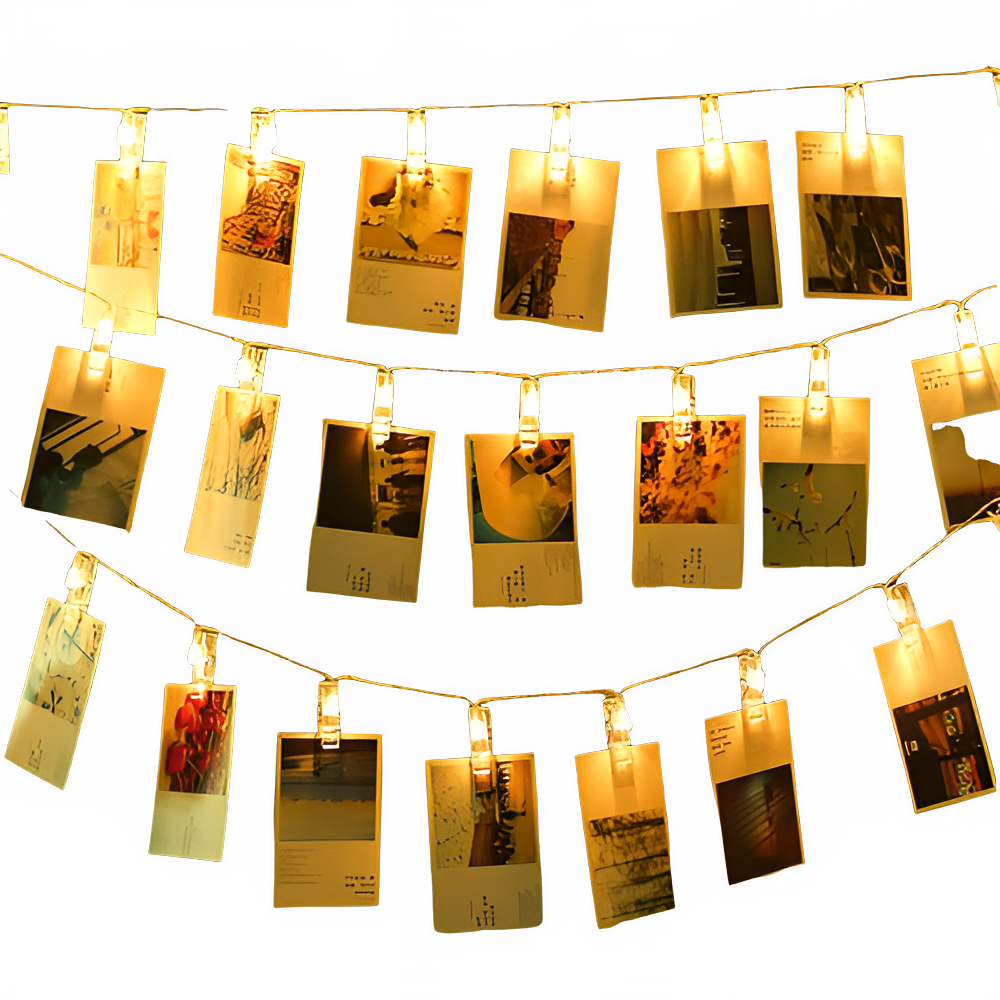 LED String Lights 10/20Leds Photo Big Clip Fairy Lights Outdoor Battery Operated Garland Christmas Decoration Party Wedding Xmas