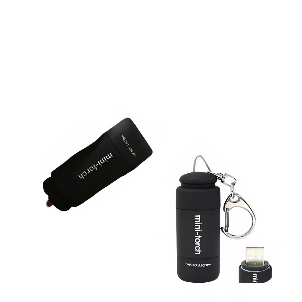 Waterproof USB Rechargeable Keychain Flashlight - Mini LED Pocket Torch