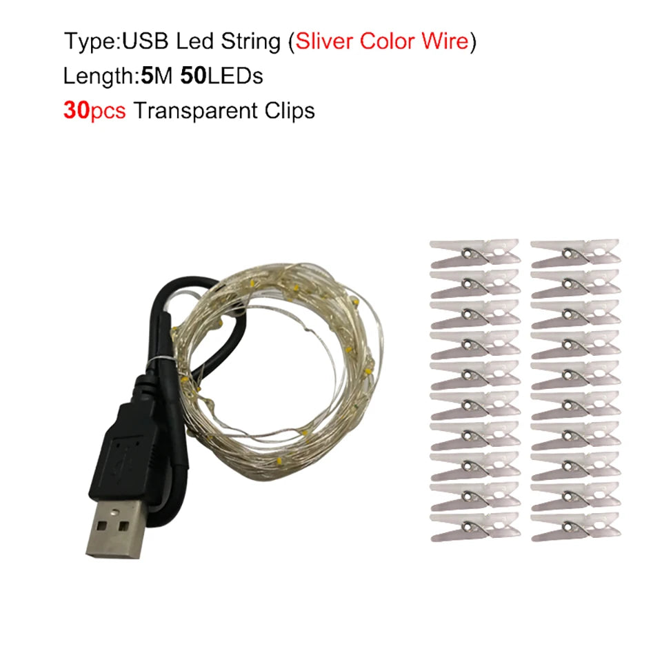LED Photo Clip String Lights - 10M 40LED USB Powered Fairy Lights - Image 7