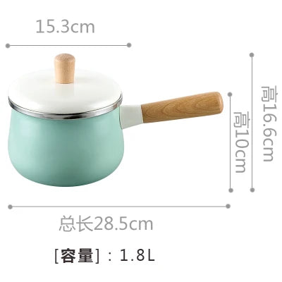 Northern European Enamel Saucepan with Wood Handle Induction-Compatible Milk Pot & Stew Pan - Image 7