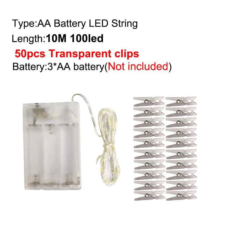 LED Photo Clip String Lights - 10M 40LED USB Powered Fairy Lights - Image 11