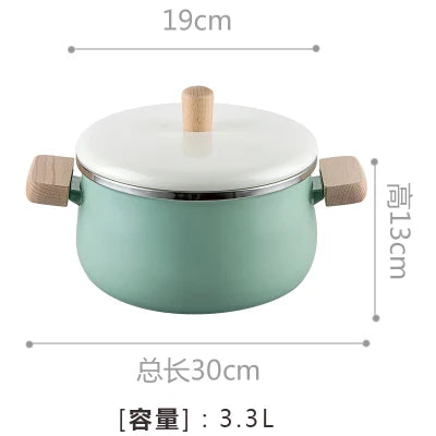 Northern European Enamel Saucepan with Wood Handle Induction-Compatible Milk Pot & Stew Pan - Image 5