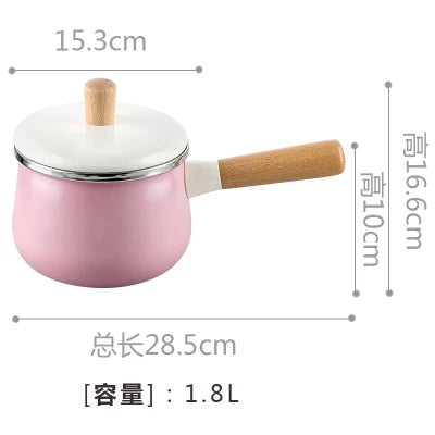 Northern European Enamel Saucepan with Wood Handle Induction-Compatible Milk Pot & Stew Pan - Image 8