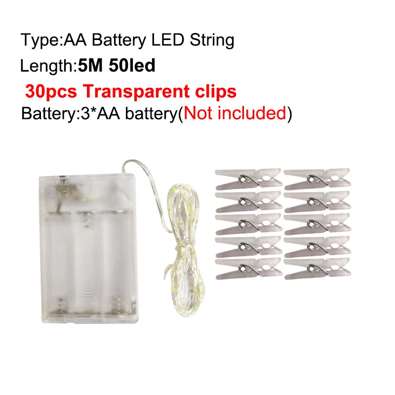 LED Photo Clip String Lights - 10M 40LED USB Powered Fairy Lights - Image 9