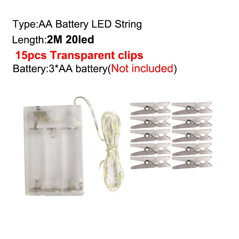 LED Photo Clip String Lights - 10M 40LED USB Powered Fairy Lights - Image 8