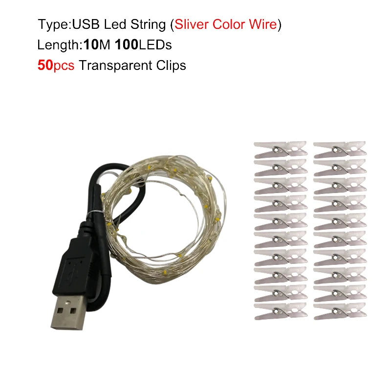 LED Photo Clip String Lights - 10M 40LED USB Powered Fairy Lights - Image 6