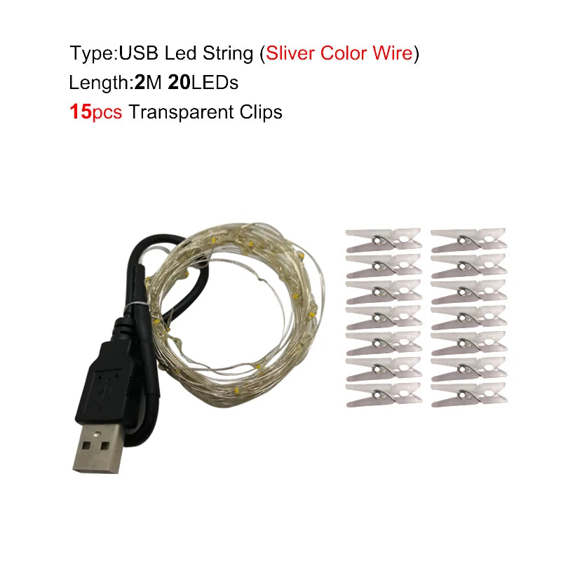 LED Photo Clip String Lights - 10M 40LED USB Powered Fairy Lights - Image 10