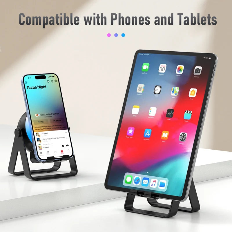 4-in-1 Wireless Charging Speaker Stand - Bluetooth Audio with 360 Rotation & LED Light - Image 3