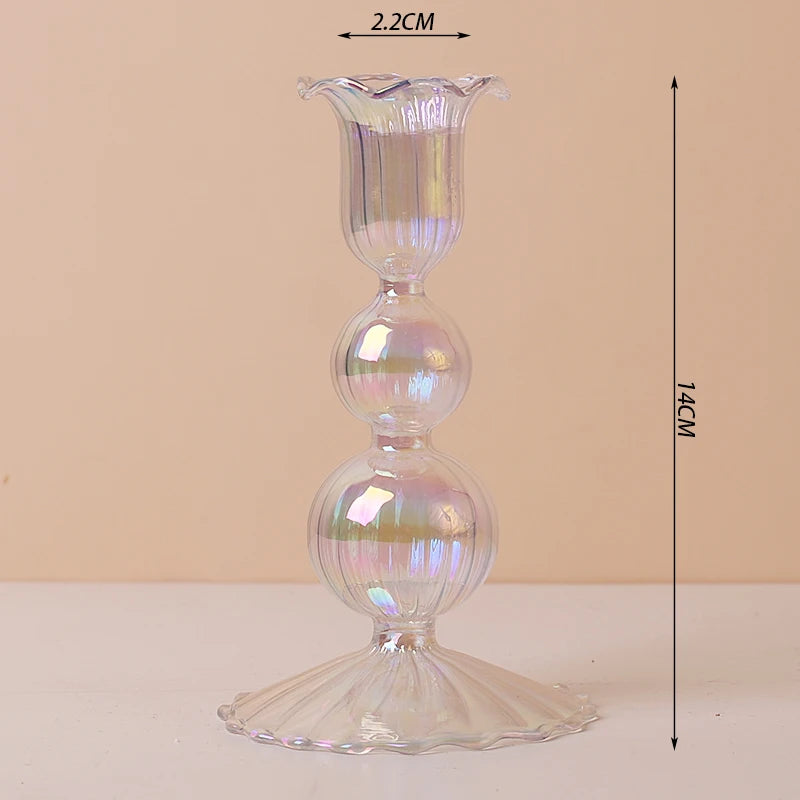 Iridescent Rainbow Glass Candle Holders & Vase Collection - Image 16