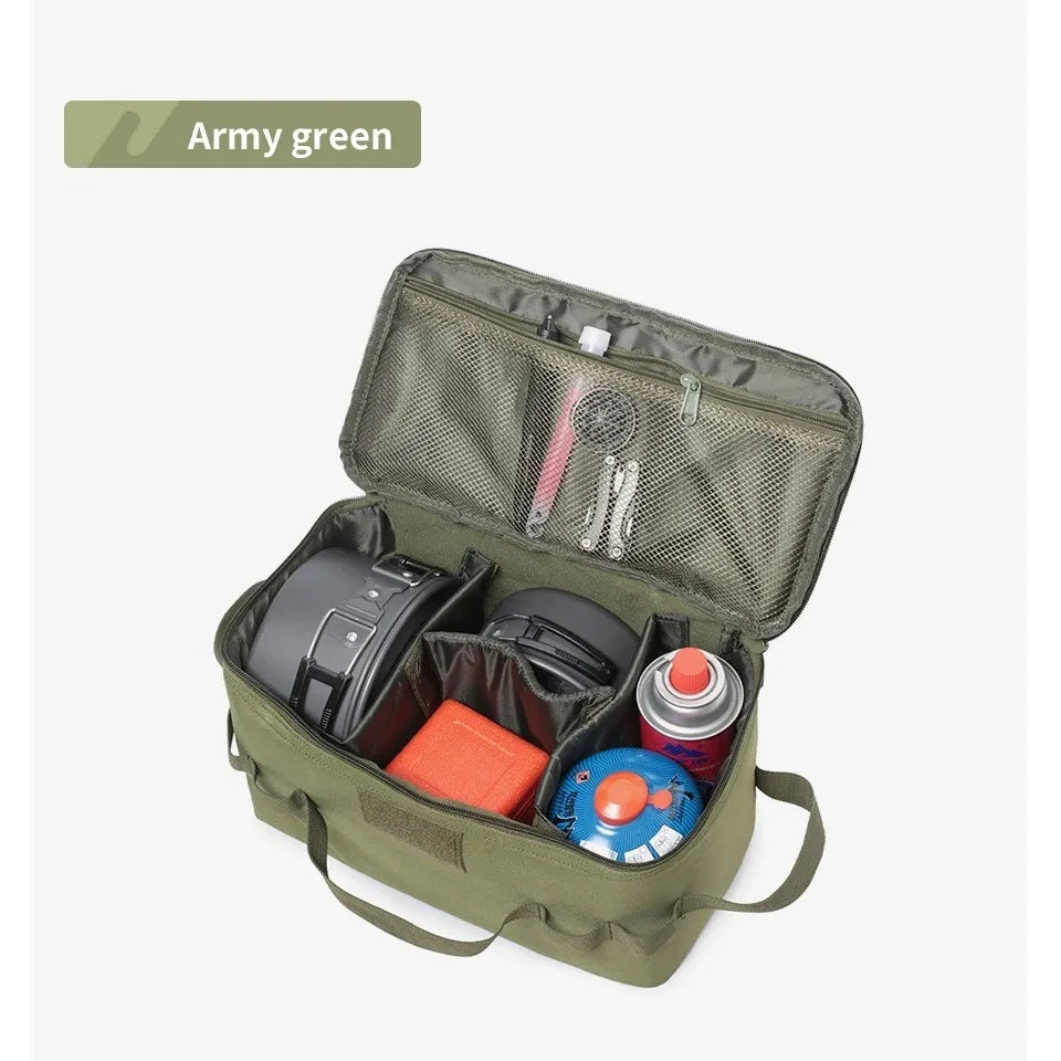 Outdoor Camping Gas Tank & Tool Storage Bag | Large Capacity Cookware & Utensils Kit Bag | Green, Black & Khaki - Image 5