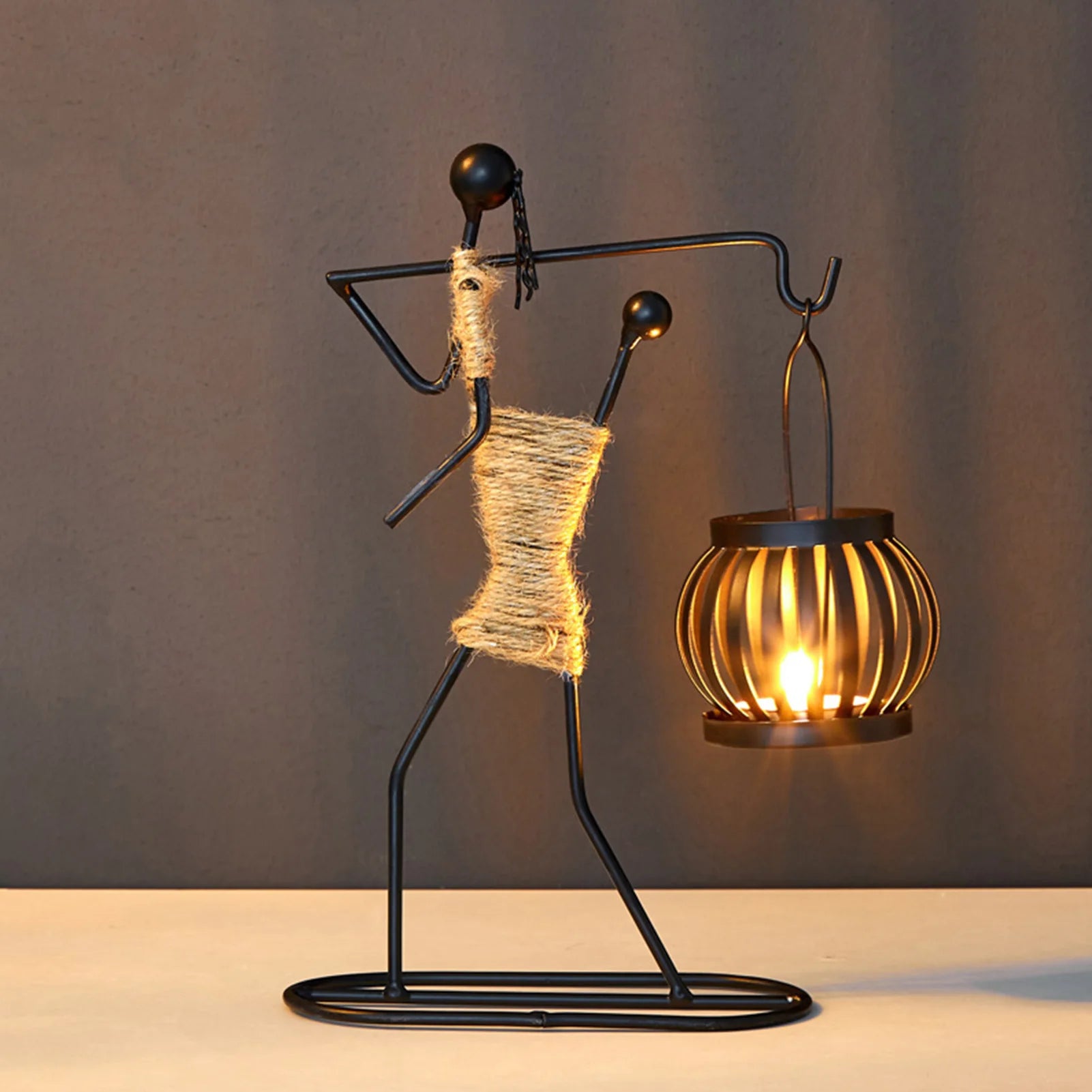 Metal African Women Candle Holder - Decorative Iron Candlestick - Image 4