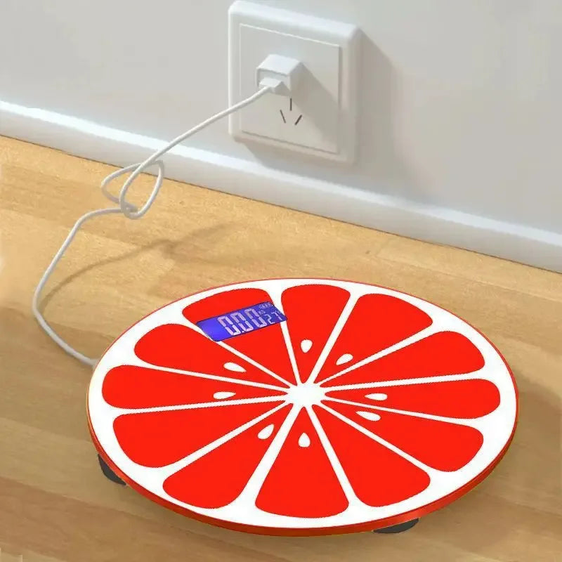 Fruit Slice Digital Body Scale Fun Round LCD Bathroom Scale, USB or Battery Powered - Image 5