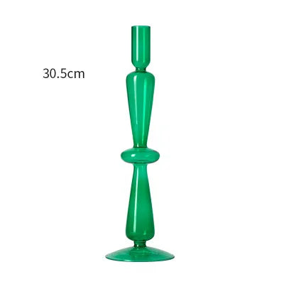 Festive Glass Taper Candle Holders | Red & Green Christmas Candlestick Collection - Image 8