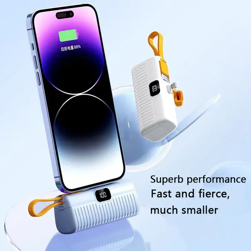 50000mAh Mini Power Bank - Built-in Cables & Digital Display Portable Charger - Image 2