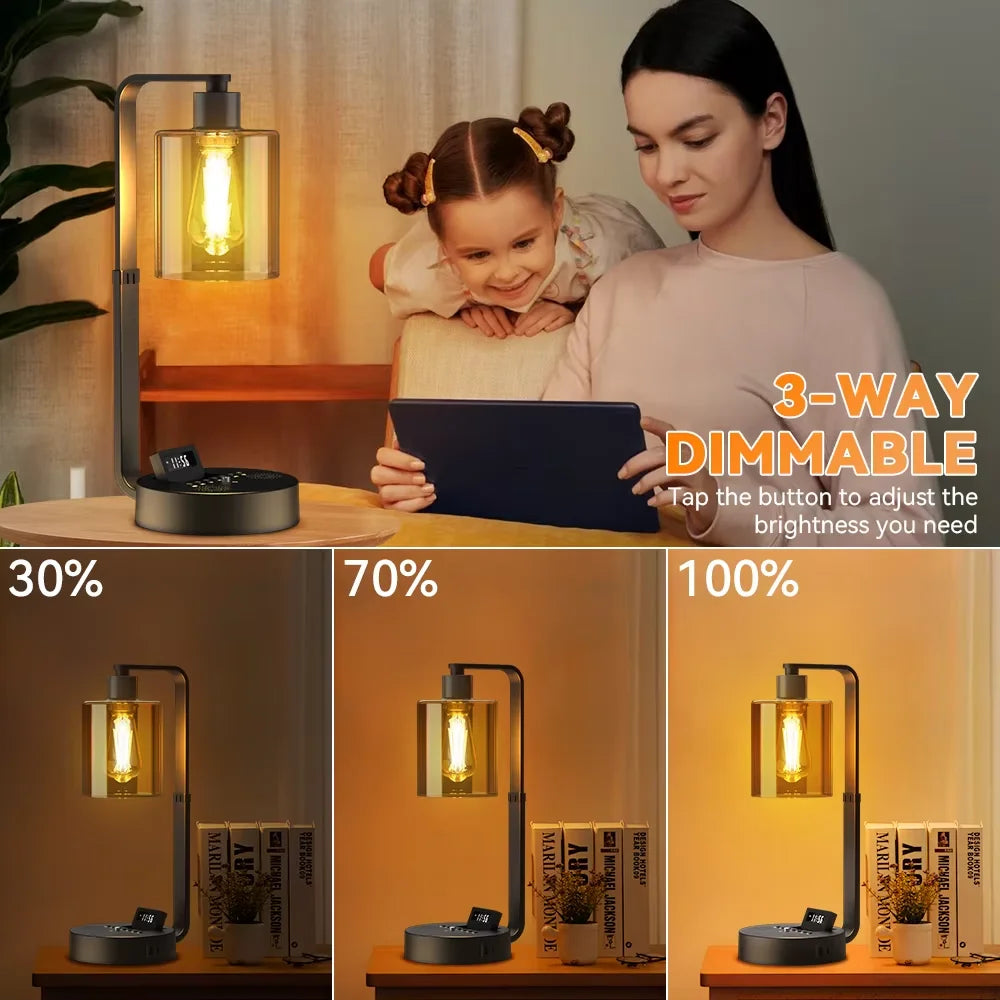 LED Bedside Table Lamp - Dimmable Touch Desk Light with Bluetooth Speaker & Alarm Clock - Image 4