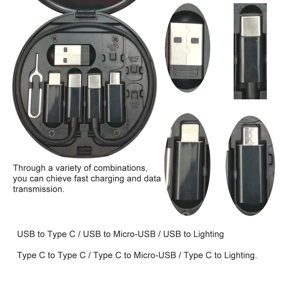 6-in-1 Multi-Cable Kit with Storage Box - Universal Charging Adapter Set - Image 3