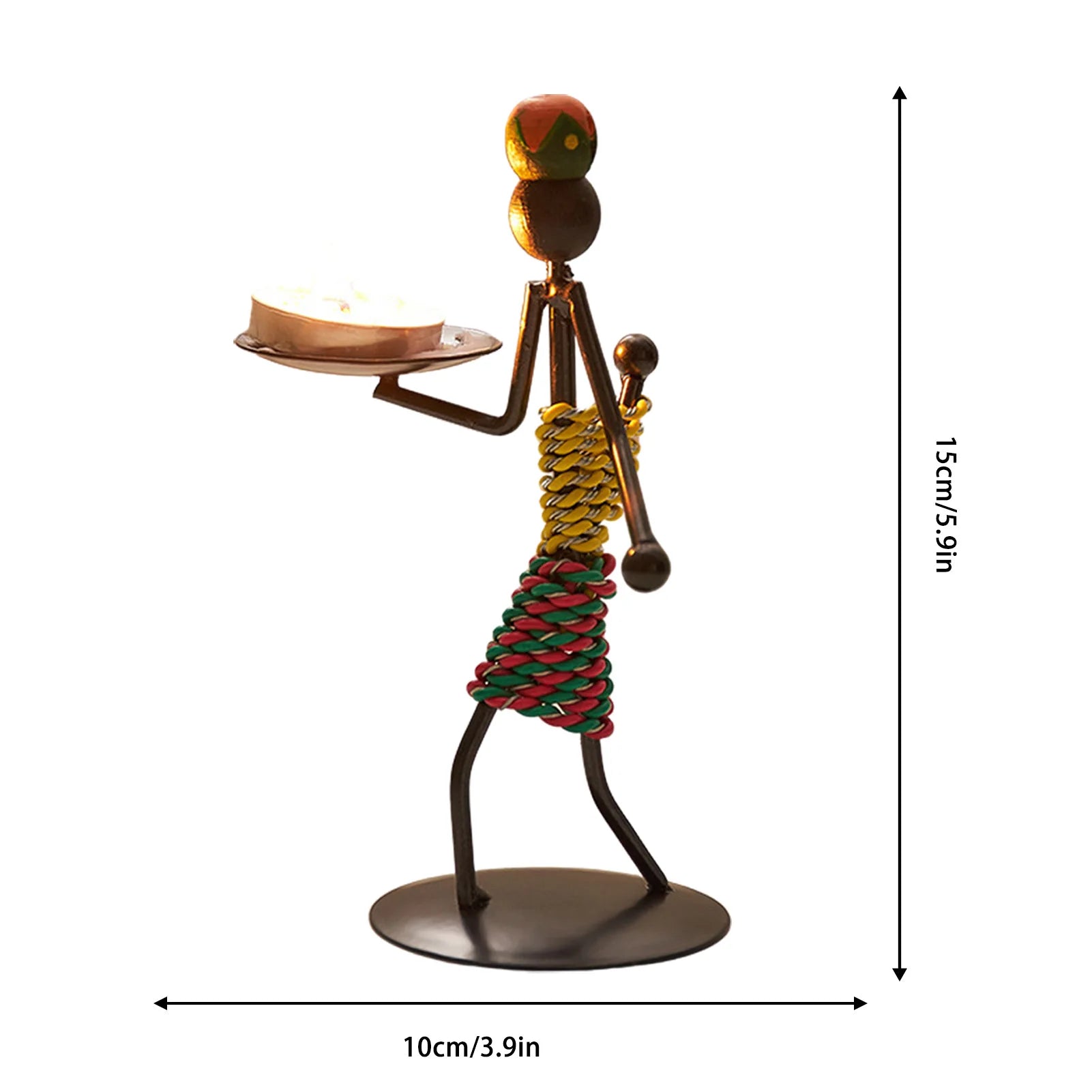 Metal African Women Candle Holder - Decorative Iron Candlestick - Image 9