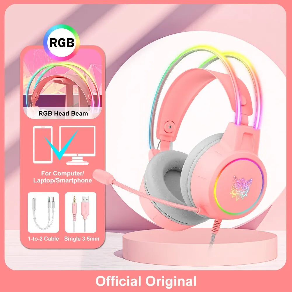 ONIKUMA X15 Pro Gaming Headset - RGB Cat Ear Headphones with Mic for PC/PS4 - Image 8