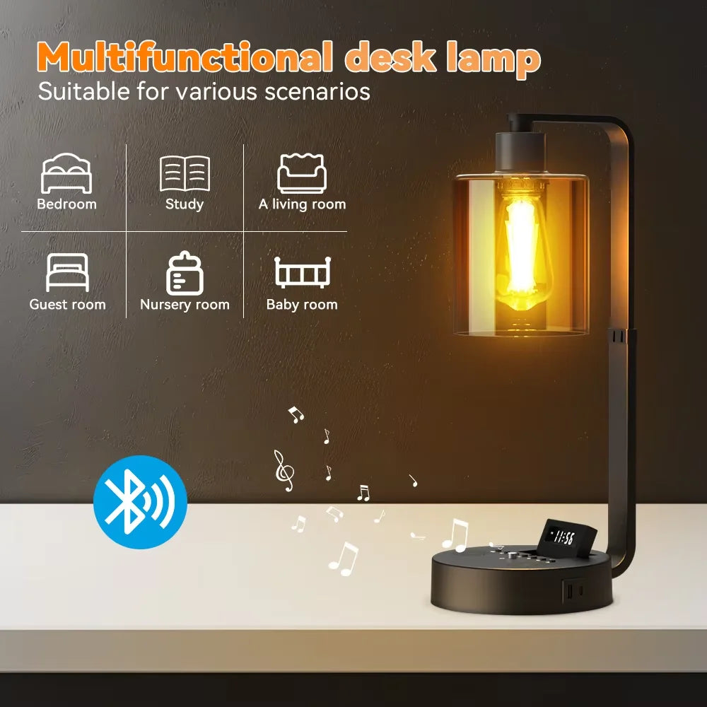 LED Bedside Table Lamp - Dimmable Touch Desk Light with Bluetooth Speaker & Alarm Clock - Image 5