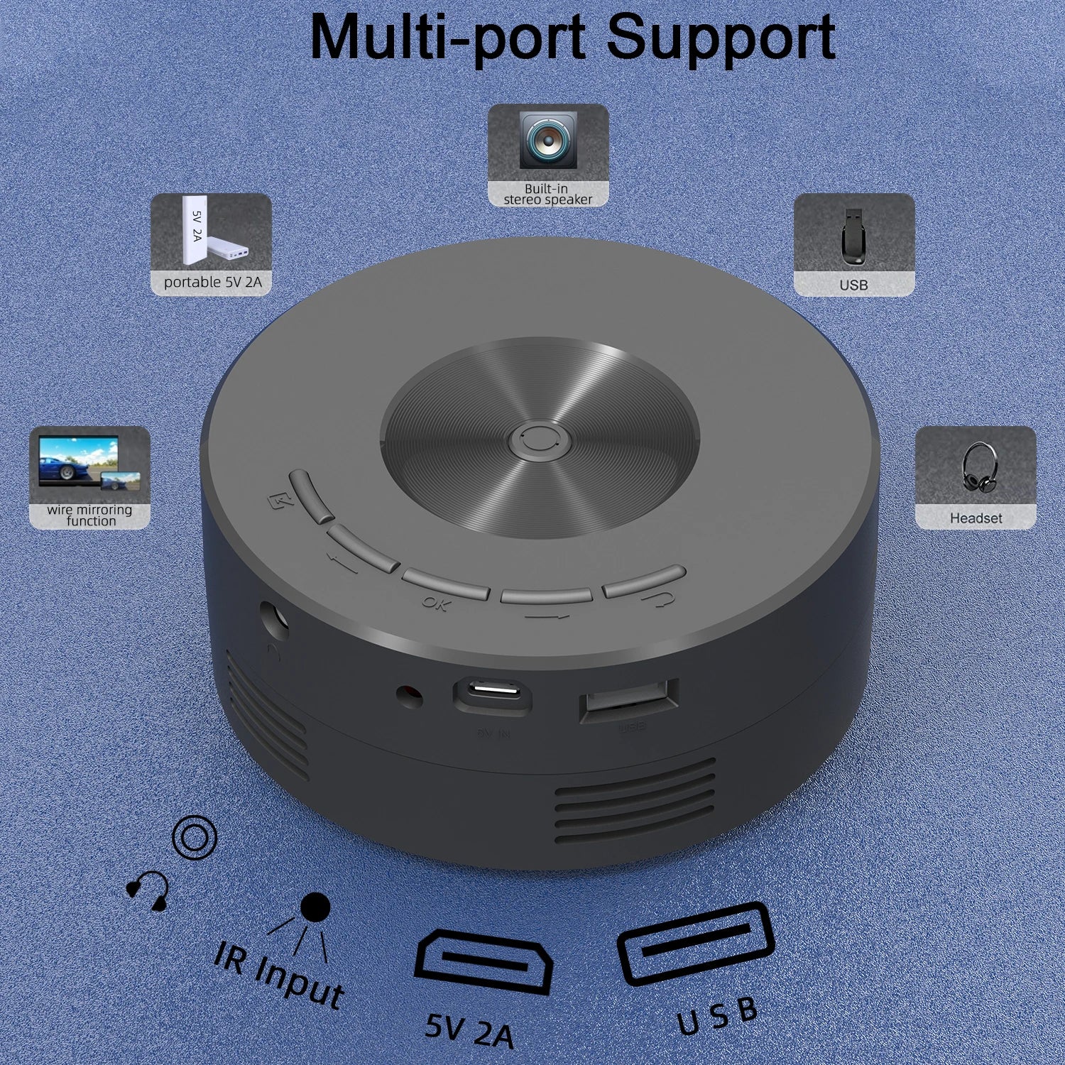 YT200 LED Mini Projector | Portable Smart Projector for Home Cinema, Office & Outdoor - Image 2