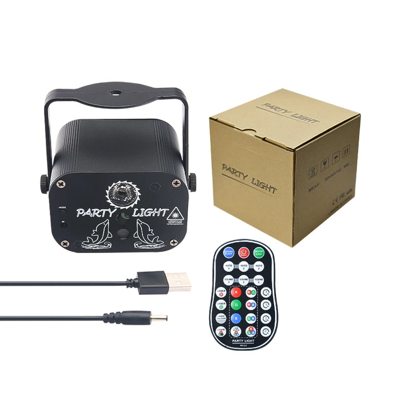 USB Rechargeable Laser Party Light - 60 Patterns Sound Activated Projector with Remote - Image 5