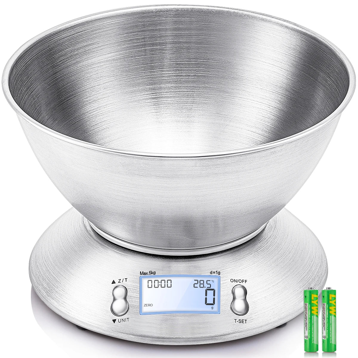 Digital Kitchen Scale 5kg/1g High Accuracy Food Scale with Dough Bowl & Timer - Image 7