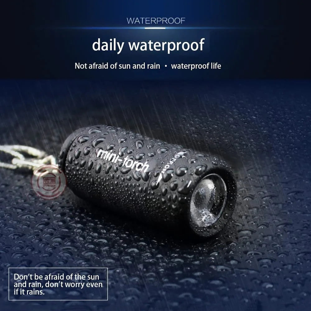 Waterproof USB Rechargeable Keychain Flashlight - Mini LED Pocket Torch - Image 3