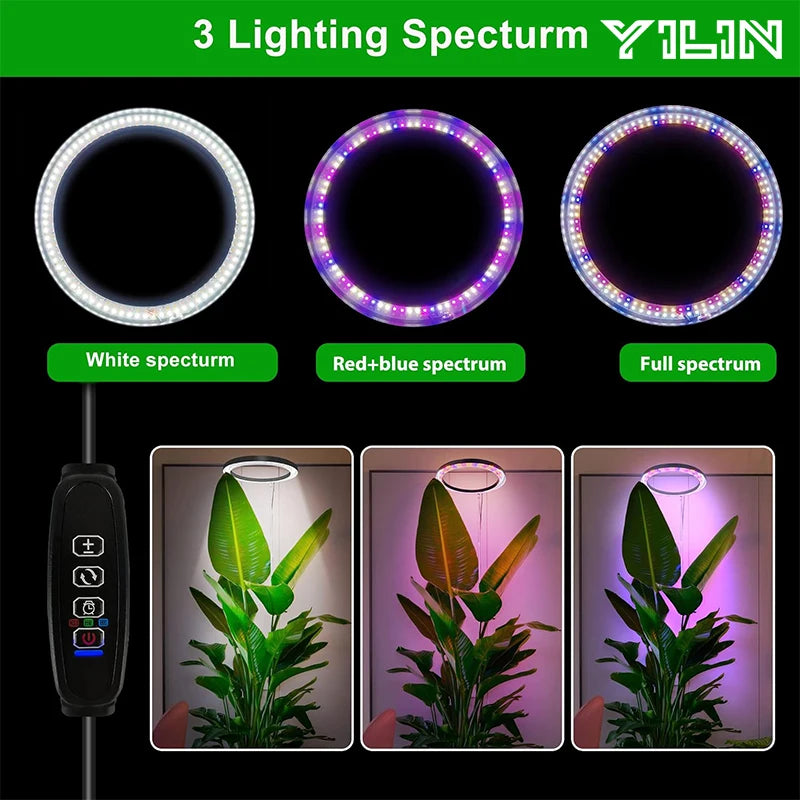 16cm Ring LED Plant Grow Light Full Spectrum Dimmable with Smart Timer - Image 4