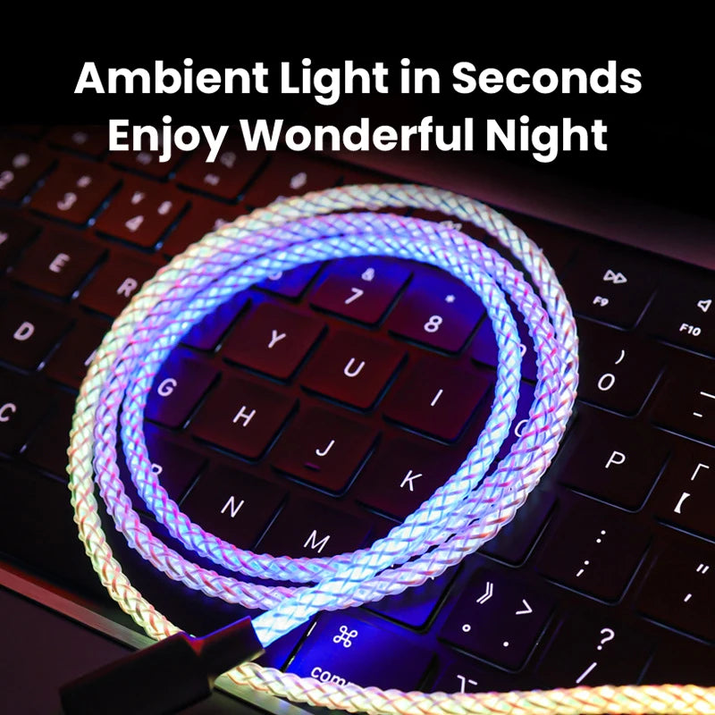 RGB Breathing Light USB-C Cable - 66W Fast Charging with Gradient Effects - Image 2