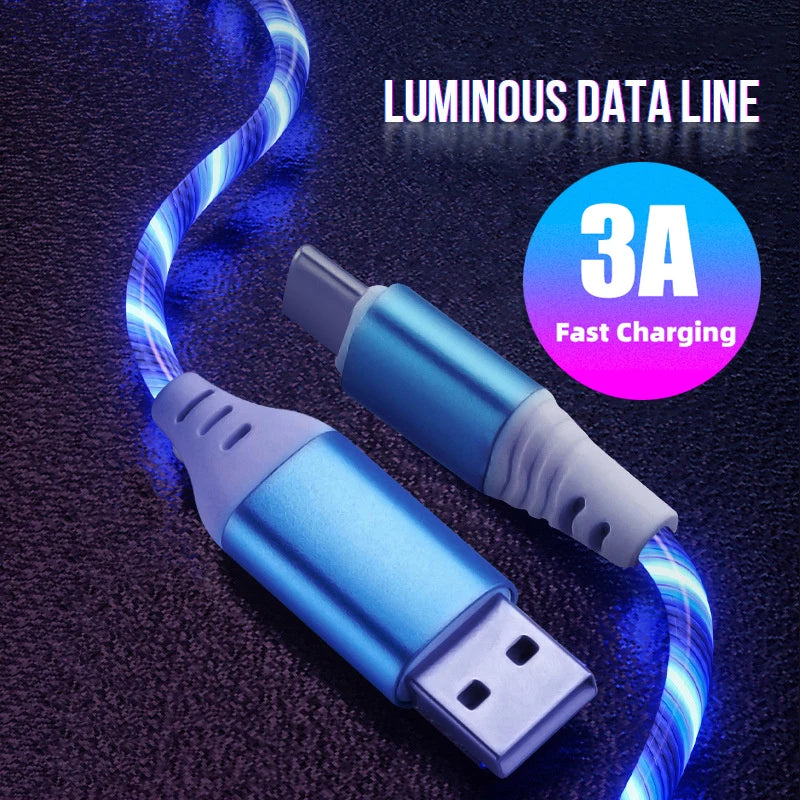 LED Light-Up Fast Charging Cable - USB Type C & Micro USB
