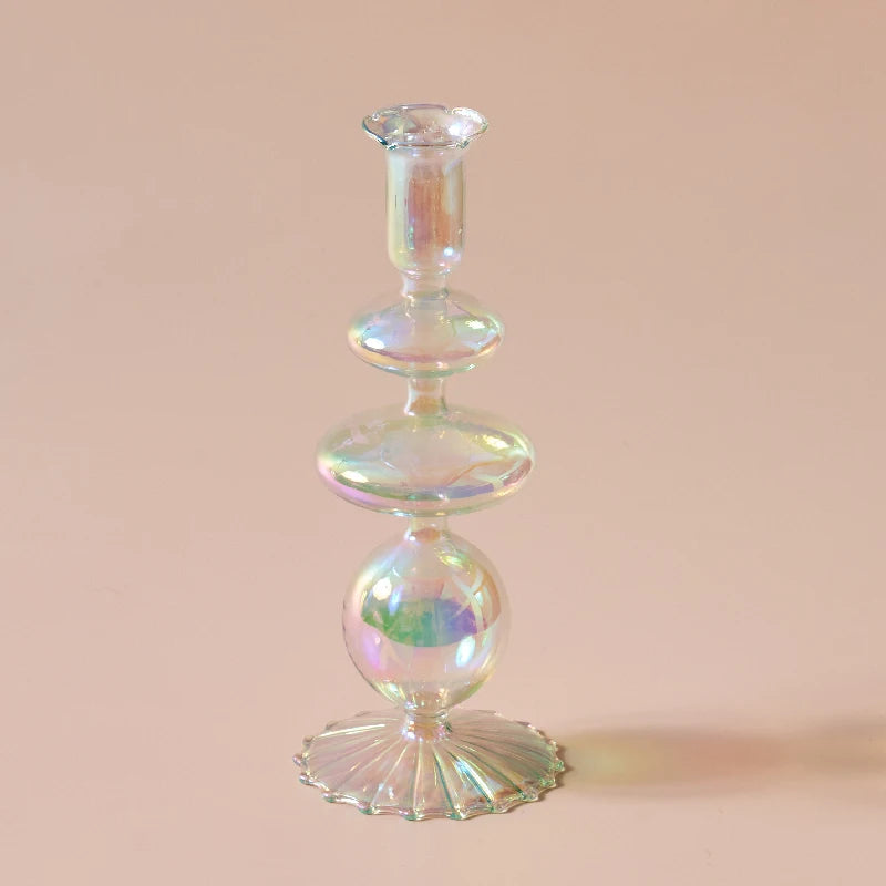 Iridescent Rainbow Glass Candle Holders & Vase Collection - Image 21