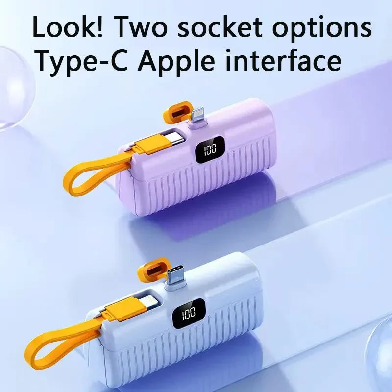 50000mAh Mini Power Bank - Built-in Cables & Digital Display Portable Charger - Image 3
