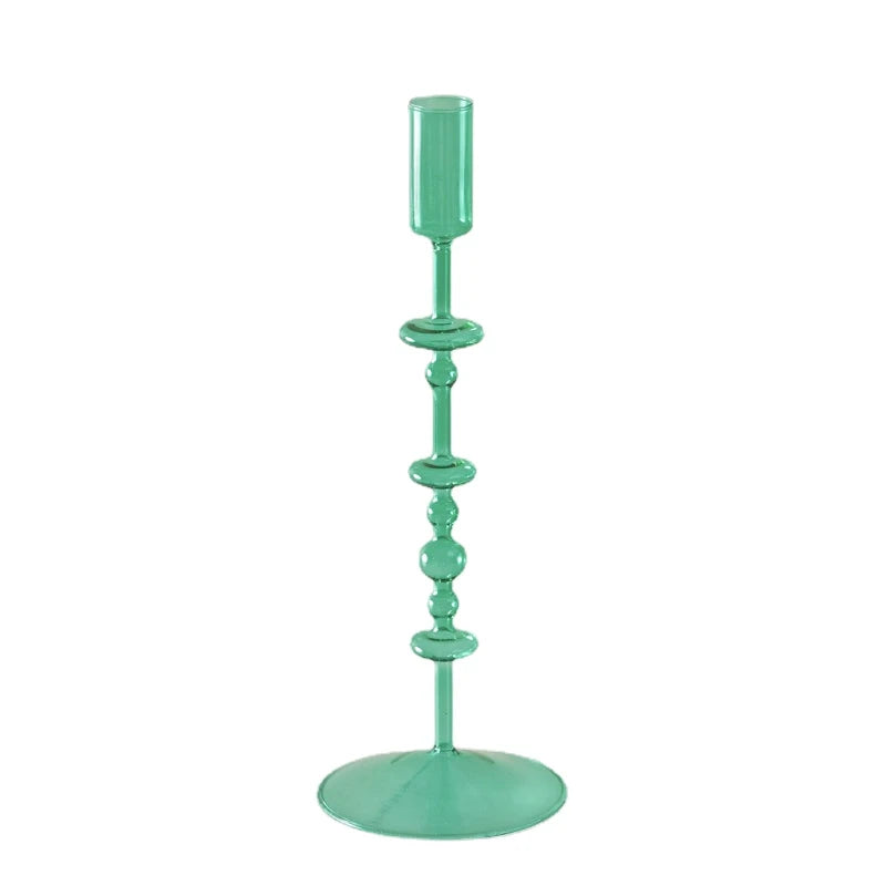 Festive Glass Taper Candle Holders | Red & Green Christmas Candlestick Collection - Image 7