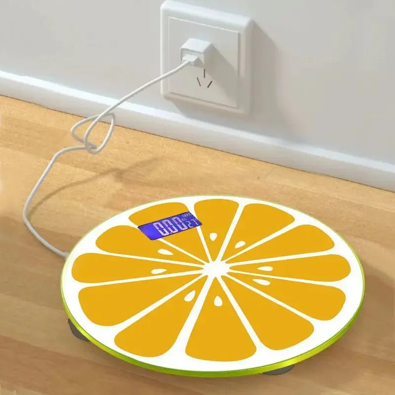 Fruit Slice Digital Body Scale Fun Round LCD Bathroom Scale, USB or Battery Powered - Image 4