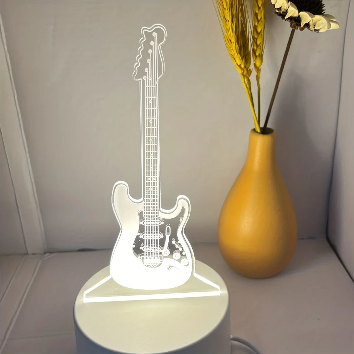 3D Guitar Night Light - LED Acrylic Illusion Desk Lamp with Warm White Glow - Image 4