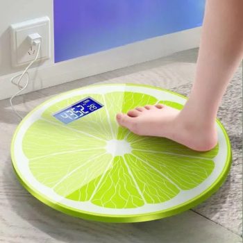 Fruit Slice Digital Body Scale Fun Round LCD Bathroom Scale, USB or Battery Powered