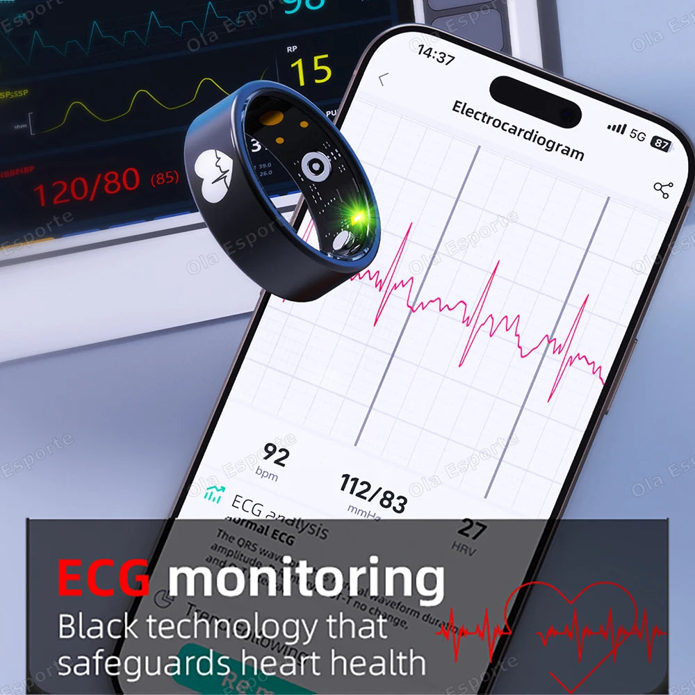 ECG Smart Ring for Men & Women BP, SpO2 & Heart Rate Monitor | 5ATM Waterproof - Image 3
