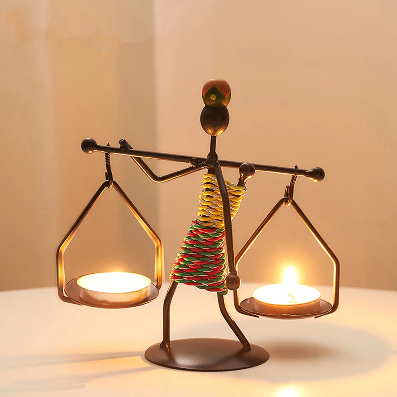Metal African Women Candle Holder - Decorative Iron Candlestick - Image 2