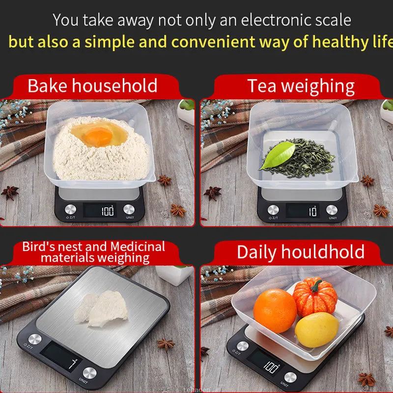 Smart Digital Kitchen Scale Stainless Steel Food Scale, 5kg/10kg/15kg, 7 Units - Image 5