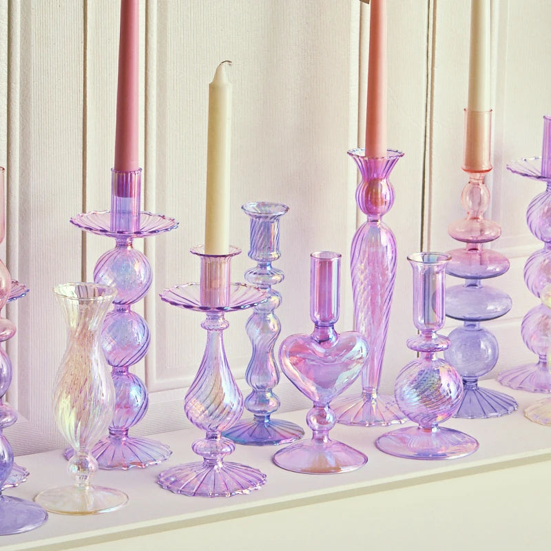 Nordic Rainbow Glass Candle Holders | Scandinavian Candlestick Collection