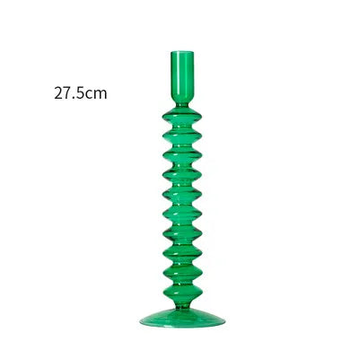 Festive Glass Taper Candle Holders | Red & Green Christmas Candlestick Collection - Image 6