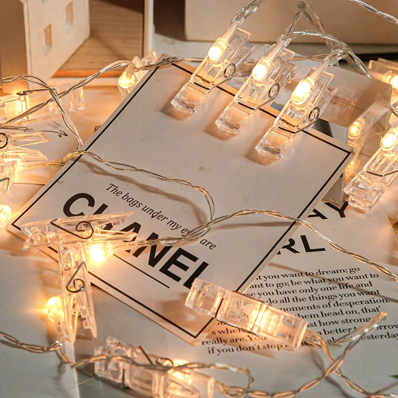 LED String Lights 10/20Leds Photo Big Clip Fairy Lights Outdoor Battery Operated Garland Christmas Decoration Party Wedding Xmas - Image 2