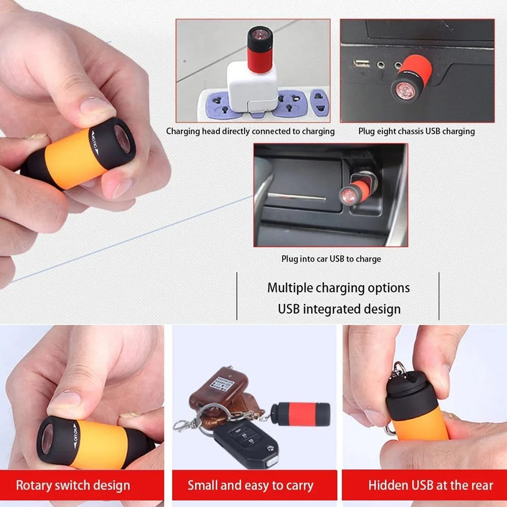 Waterproof USB Rechargeable Keychain Flashlight - Mini LED Pocket Torch - Image 4