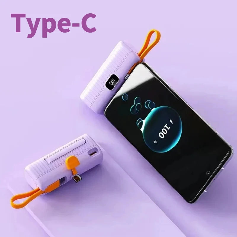 50000mAh Mini Power Bank - Built-in Cables & Digital Display Portable Charger - Image 10